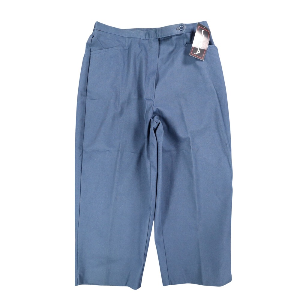 JARA Capri Pants Womens 12 Blue Cotton Blend Elastic Waist USA NOS Tags Flaws